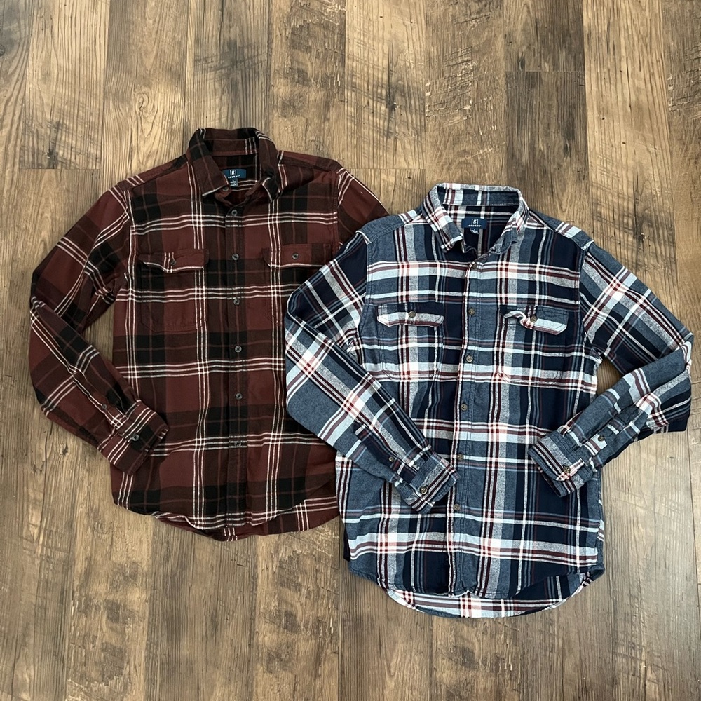 Men’s GEORGE Long Sleeve Flannel Button Down Shirts Size Small 34-36